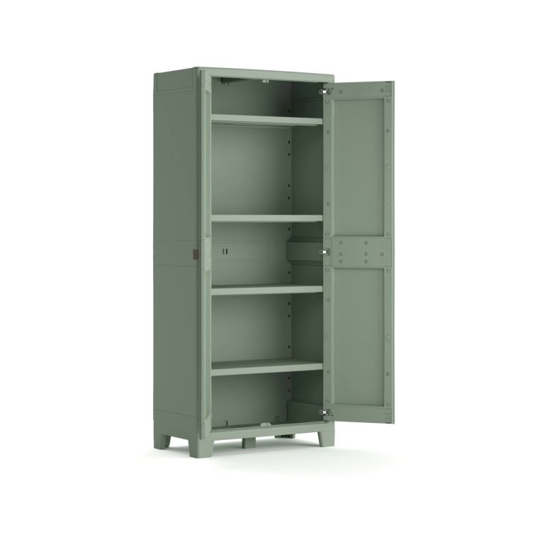 Armadio da Esterno Grigio Chiaro Verde 4 Ripiani Apertura Battente 80x44x182h cm, 2 Ante Made in Italy - Quesnel