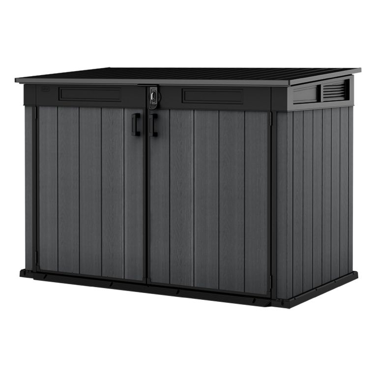 Armadio da Esterno Grigio Nero Cassetti 2 Ripiani 191x109x133h cm, Apertura Battente, a Ribalta - Litchfield