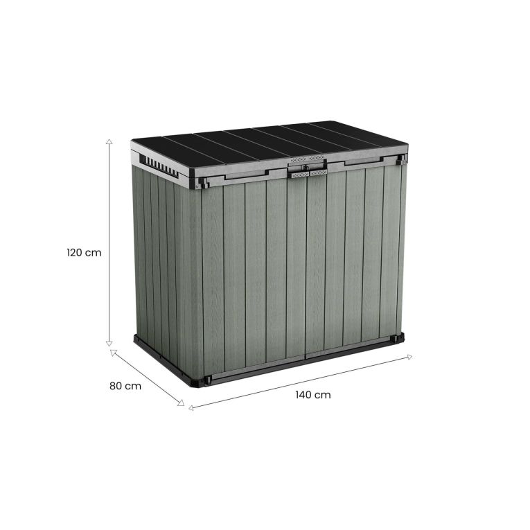 Armadio da esterno Lumarzo, Mobile outdoor, Mobiletto giardino multiuso, Contenitore per balcone o garage, 140x80 h120 cm, Verde
