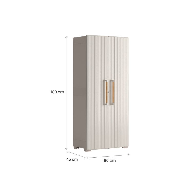 Armadio da Esterno Marrone Crema 3 Ripiani Apertura Battente 80x45x180h cm, 2 Ante Made in Italy - Melville