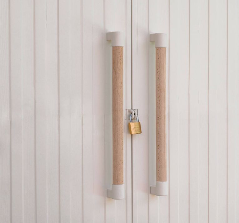 Armadio da Esterno Marrone Crema 3 Ripiani Apertura Battente 80x45x180h cm, 2 Ante Made in Italy - Melville
