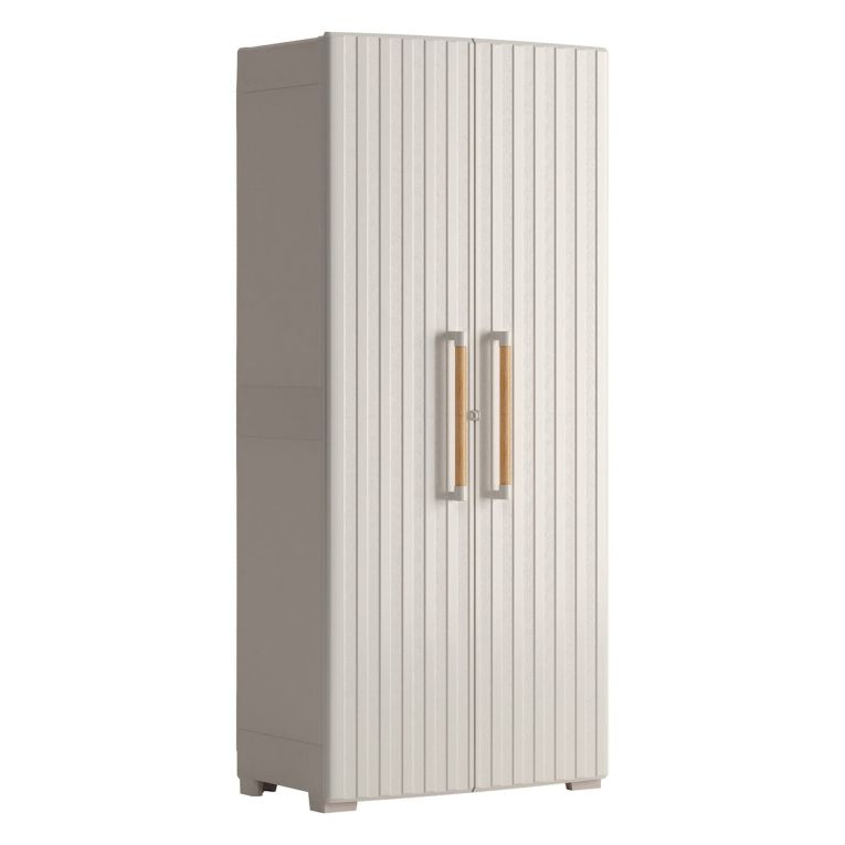 Armadio da Esterno Marrone Crema 3 Ripiani Apertura Battente 80x45x180h cm, 2 Ante Made in Italy - Melville