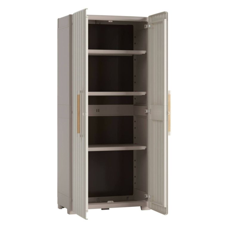 Armadio da Esterno Marrone Crema 3 Ripiani Apertura Battente 80x45x180h cm, 2 Ante Made in Italy - Melville