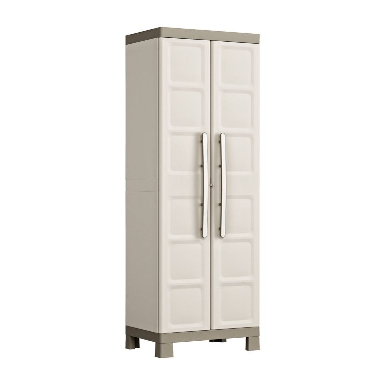 Armadio da Esterno Marrone Crema 4 Ripiani Apertura Battente 65x45x182h cm, 2 Ante Made in Italy - Strathmore