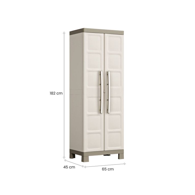 Armadio da Esterno Marrone Crema 4 Ripiani Apertura Battente 65x45x182h cm, 2 Ante Made in Italy - Strathmore