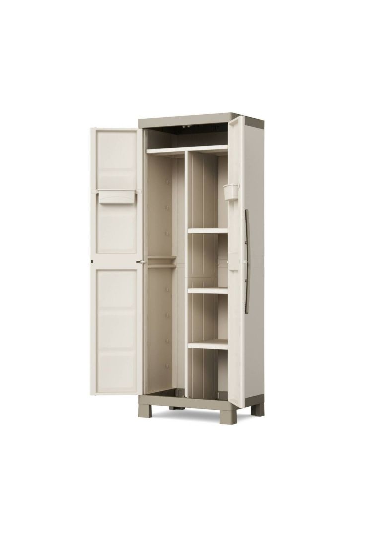 Armadio da Esterno Marrone Crema 4 Ripiani Apertura Battente 65x45x182h cm, 2 Ante Made in Italy - Strathmore