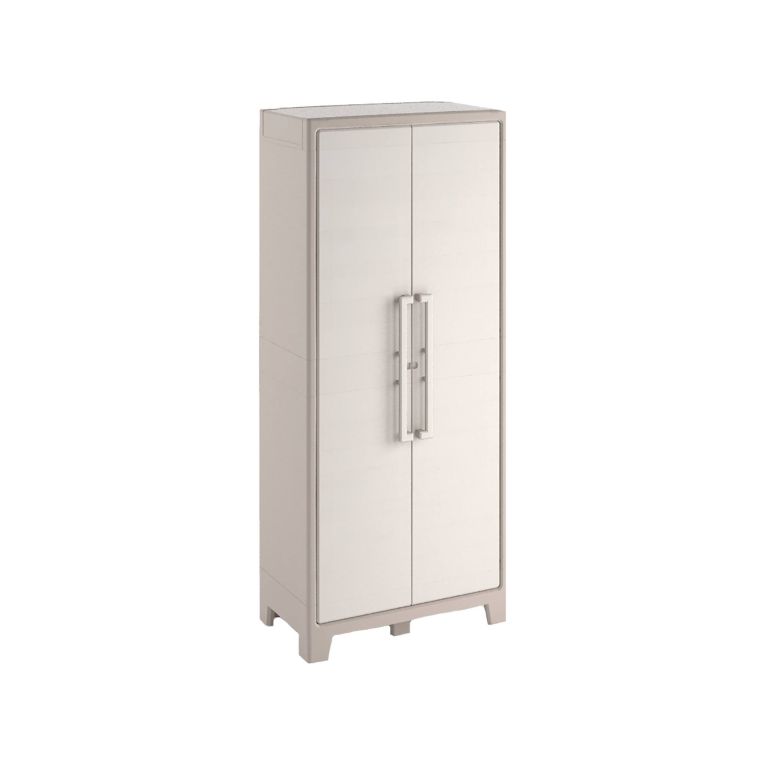 Armadio da Esterno Marrone Crema 4 Ripiani Apertura Battente 80x44x182h cm, Un'anta Made in Italy - Grimsby