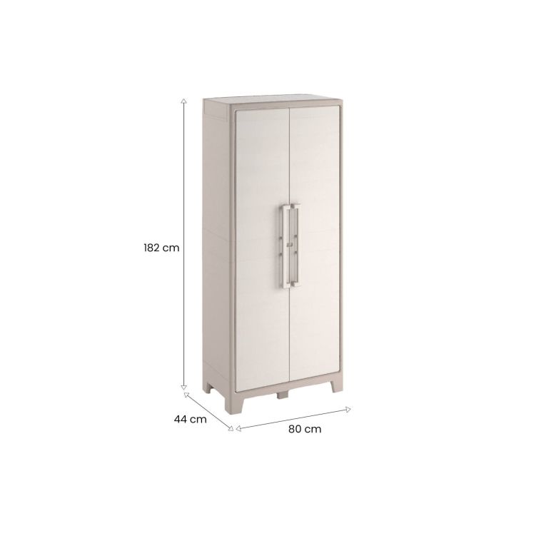 Armadio da Esterno Marrone Crema 4 Ripiani Apertura Battente 80x44x182h cm, Un'anta Made in Italy - Grimsby
