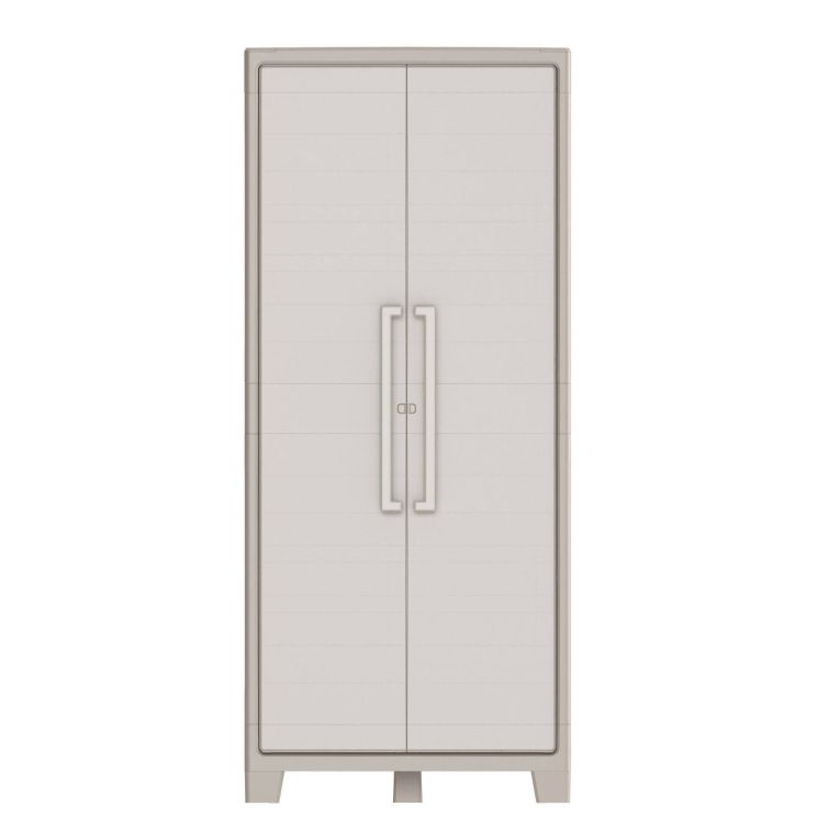 Armadio da Esterno Marrone Crema 4 Ripiani Apertura Battente 80x44x182h cm, Un'anta Made in Italy - Grimsby