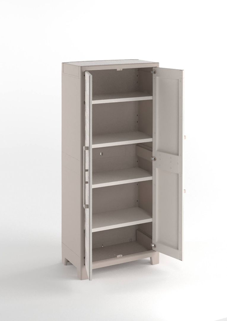Armadio da Esterno Marrone Crema 4 Ripiani Apertura Battente 80x44x182h cm, Un'anta Made in Italy - Grimsby