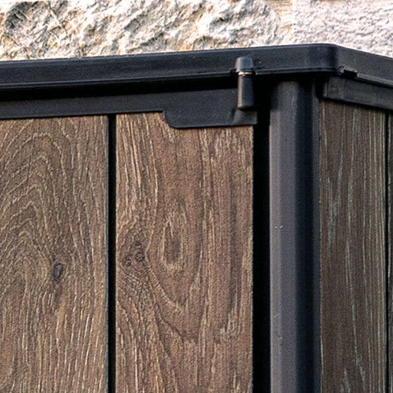 Armadio da Esterno Marrone Noce Nero Cassetti 2 Ripiani 140x74x170h cm, Apertura Battente - Langdon