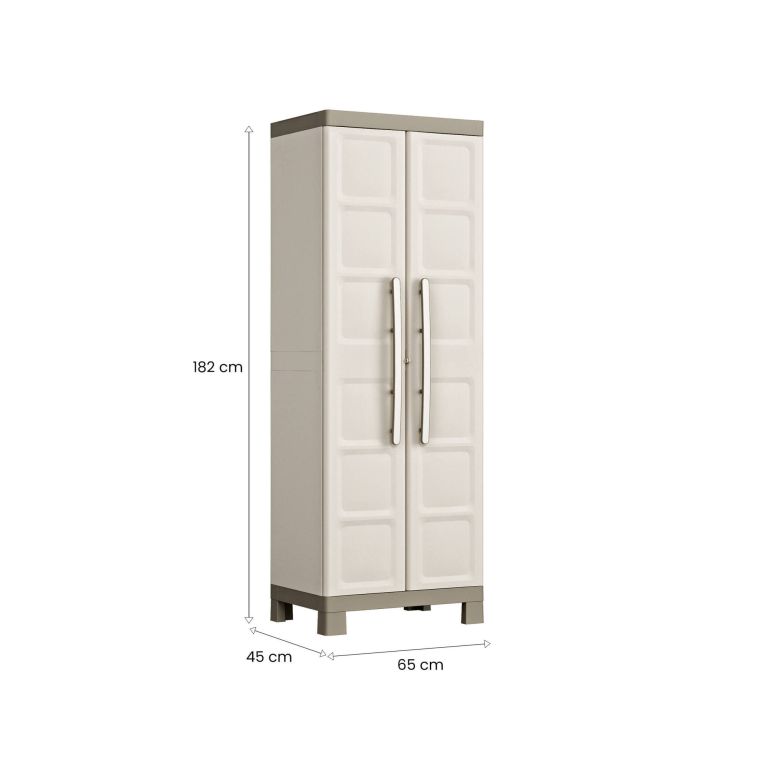 Armadio da Esterno Marrone Sabbia 4 Ripiani 2 Ante 65x45x182h cm, Impermeabile Made in Italy - Strathmore