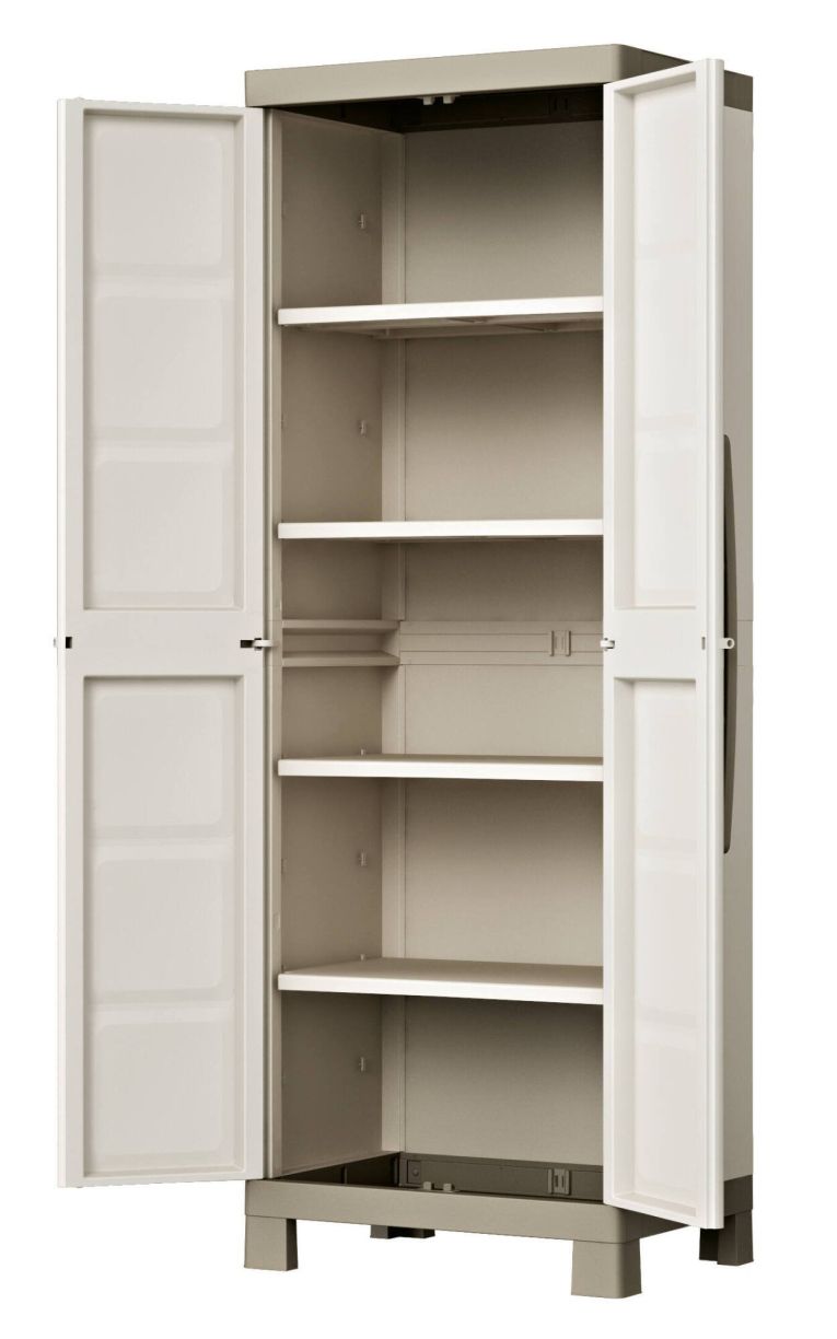 Armadio da Esterno Marrone Sabbia 4 Ripiani 2 Ante 65x45x182h cm, Impermeabile Made in Italy - Strathmore