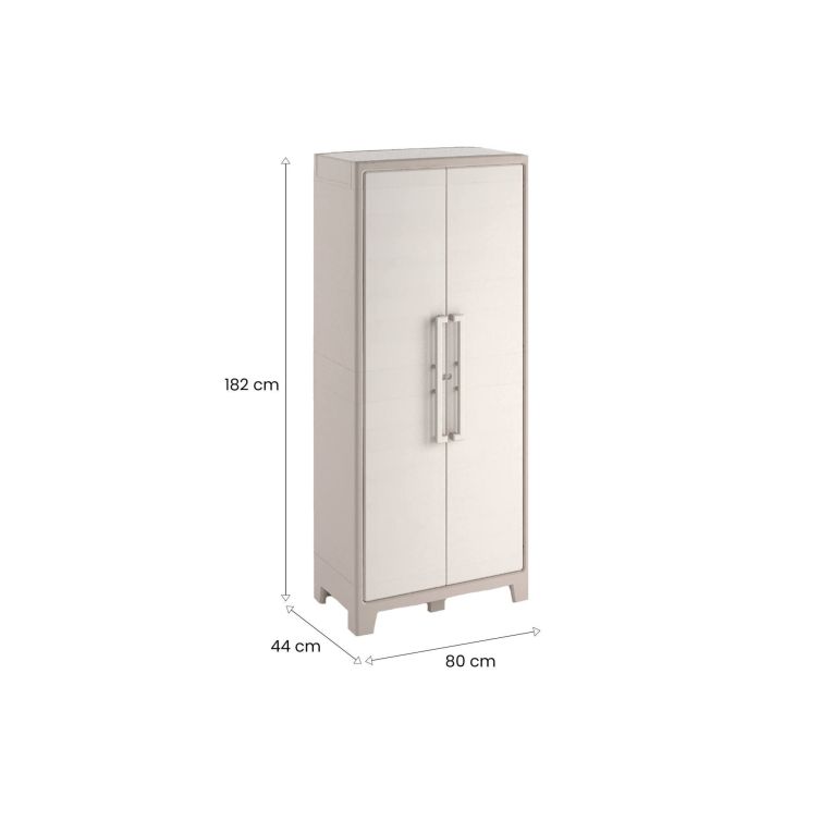 Armadio da Esterno Marrone Sabbia 8 Ripiani Un'anta 80x44x182h cm, Impermeabile Made in Italy - Grimsby