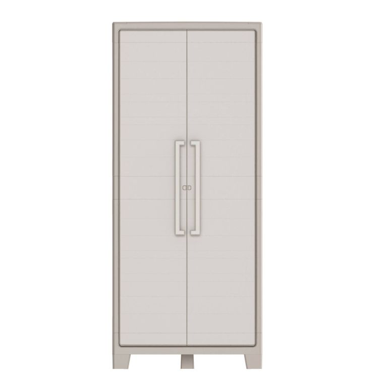 Armadio da Esterno Marrone Sabbia 8 Ripiani Un'anta 80x44x182h cm, Impermeabile Made in Italy - Grimsby