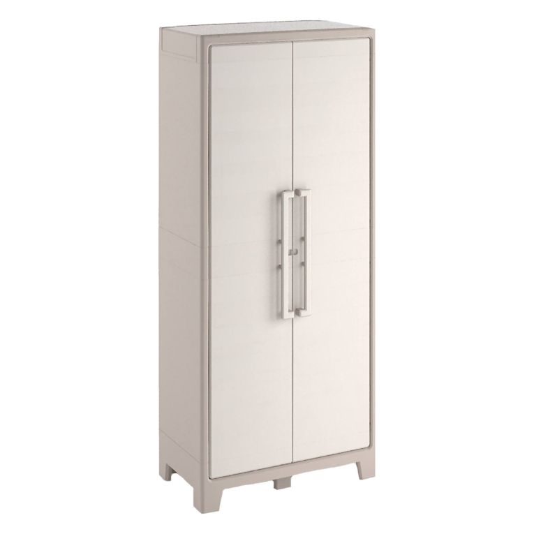 Armadio da Esterno Marrone Sabbia 8 Ripiani Un'anta 80x44x182h cm, Impermeabile Made in Italy - Grimsby