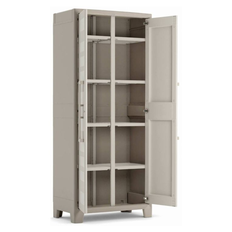 Armadio da Esterno Marrone Sabbia 8 Ripiani Un'anta 80x44x182h cm, Impermeabile Made in Italy - Grimsby