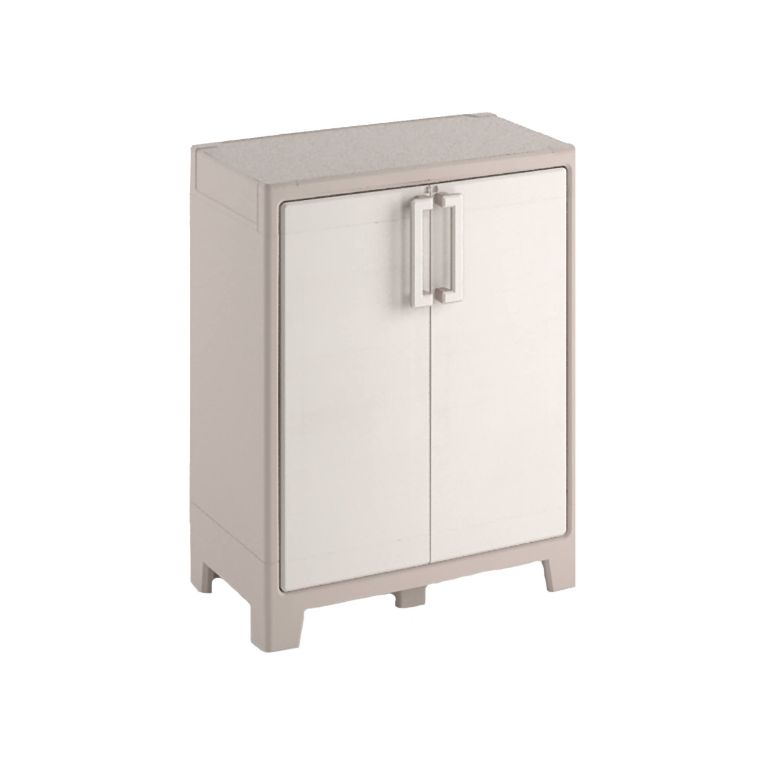 Armadio da esterno Maschito, Mobile outdoor, Mobiletto giardino multiuso, Contenitore per balcone o garage, Made in Italy, 80x44 h100 cm, Sabbia