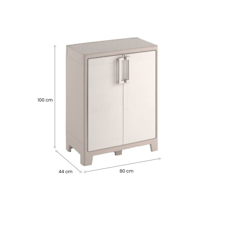 Armadio da esterno Maschito, Mobile outdoor, Mobiletto giardino multiuso, Contenitore per balcone o garage, Made in Italy, 80x44 h100 cm, Sabbia