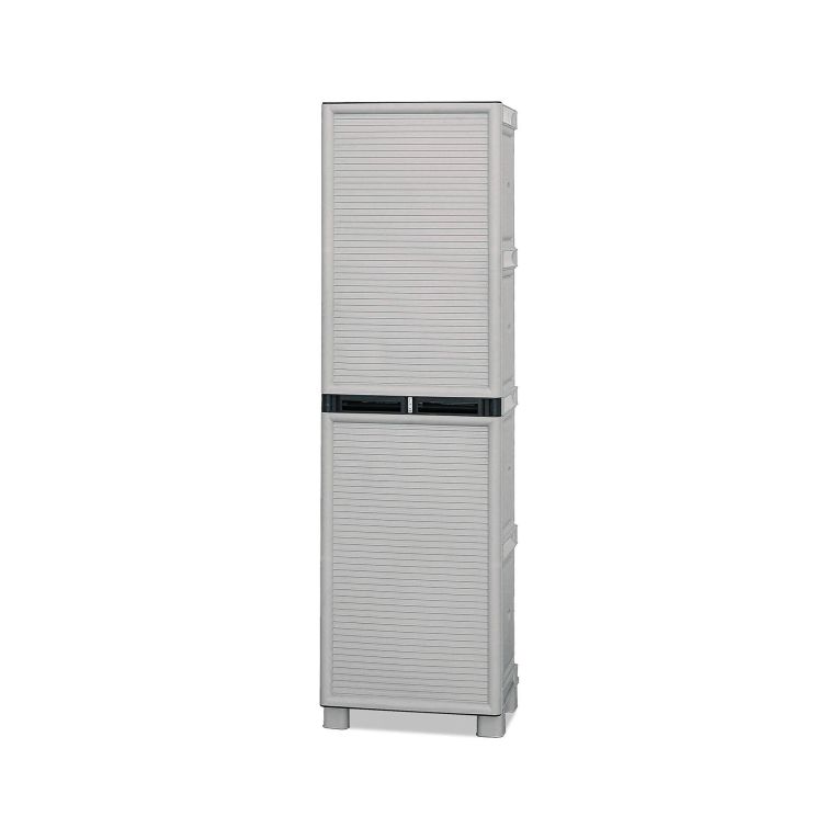 Armadio da esterno Namur, Mobile da esterno, Armadio balcone multiuso, Armadietto outdoor, 100% Made in Italy, Grigio chiaro, 50x39h172 cm
