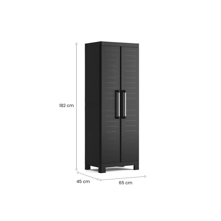 Armadio da Esterno Nero Antracite 4 Ripiani 2 Ante 65x45x182h cm, Impermeabile Made in Italy - Terrebonne