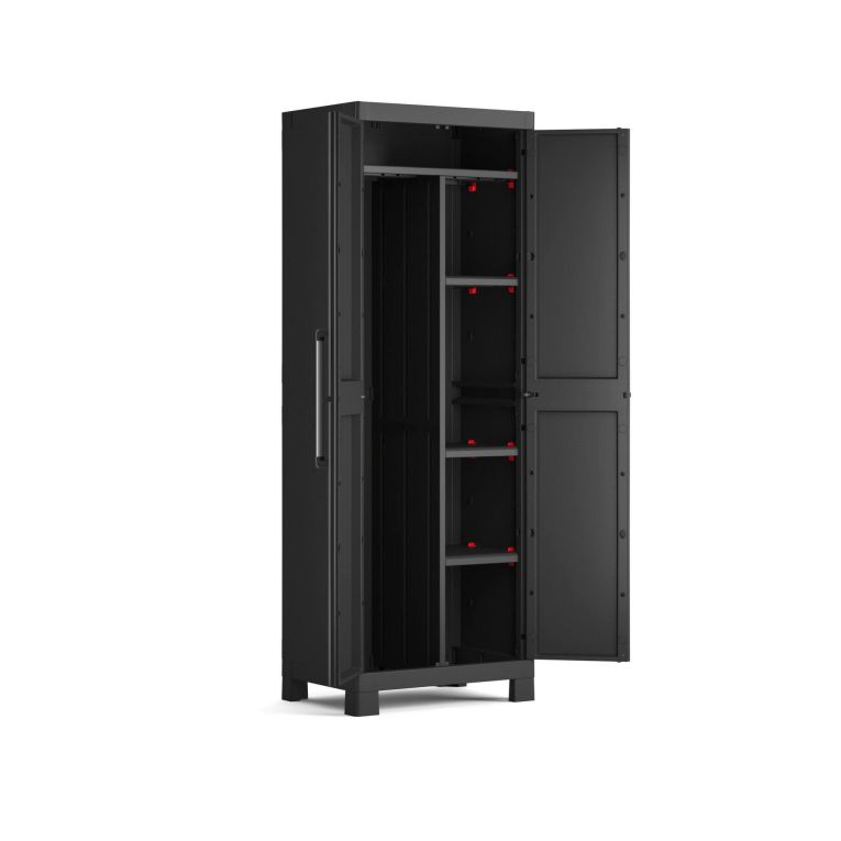 Armadio da Esterno Nero Antracite 4 Ripiani 2 Ante 65x45x182h cm, Impermeabile Made in Italy - Terrebonne