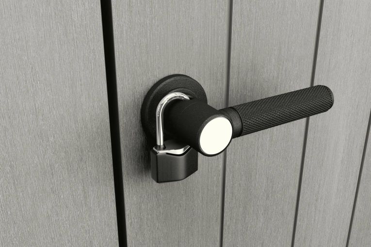 Armadio da esterno Onore, Mobile outdoor, Mobiletto giardino multiuso, Contenitore per balcone o garage, 140x77 h120 cm, Grigio