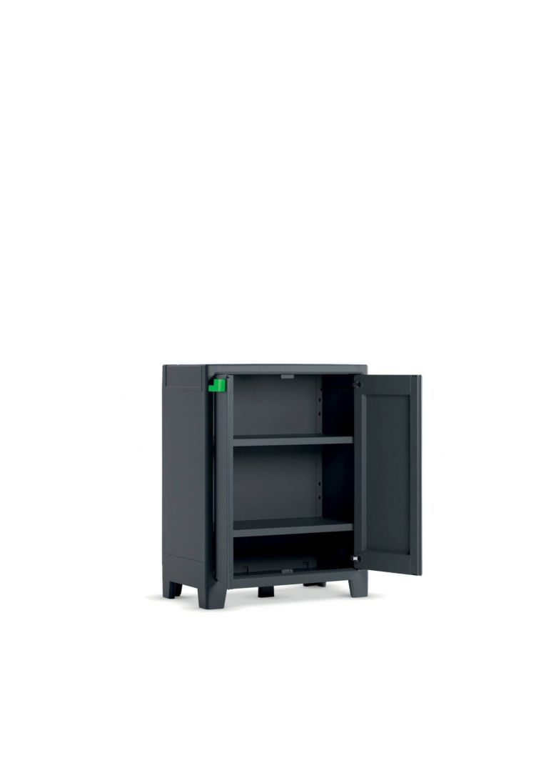 Armadio da esterno Pesa, Mobile outdoor, Mobiletto giardino multiuso, Contenitore per balcone o garage, Made in Italy, 80x44 h100 cm, Grigio