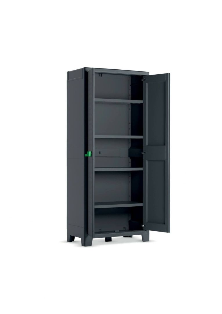 Armadio da esterno Pesa, Mobile outdoor, Mobiletto giardino multiuso, Contenitore per balcone o garage, Made in Italy, 80x44 h182 cm, Grigio