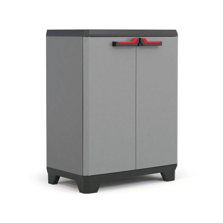 Armadio da esterno Pisticci, Mobile outdoor, Mobiletto giardino multiuso, Contenitore per balcone o garage, Made in Italy, 68x39 h90 cm, Grigio