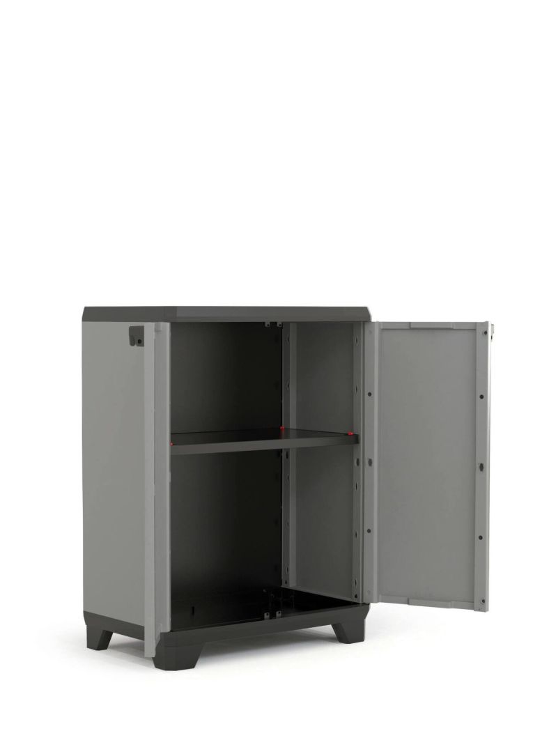 Armadio da esterno Pisticci, Mobile outdoor, Mobiletto giardino multiuso, Contenitore per balcone o garage, Made in Italy, 68x39 h90 cm, Grigio