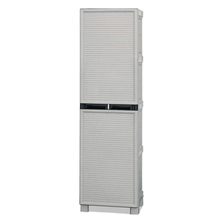 Armadio da Esterno Portascope Impermeabile 50x39x172h cm Grigio Chiaro in Resina Antiurto con 3 Ripiani Made in Italy – Achae