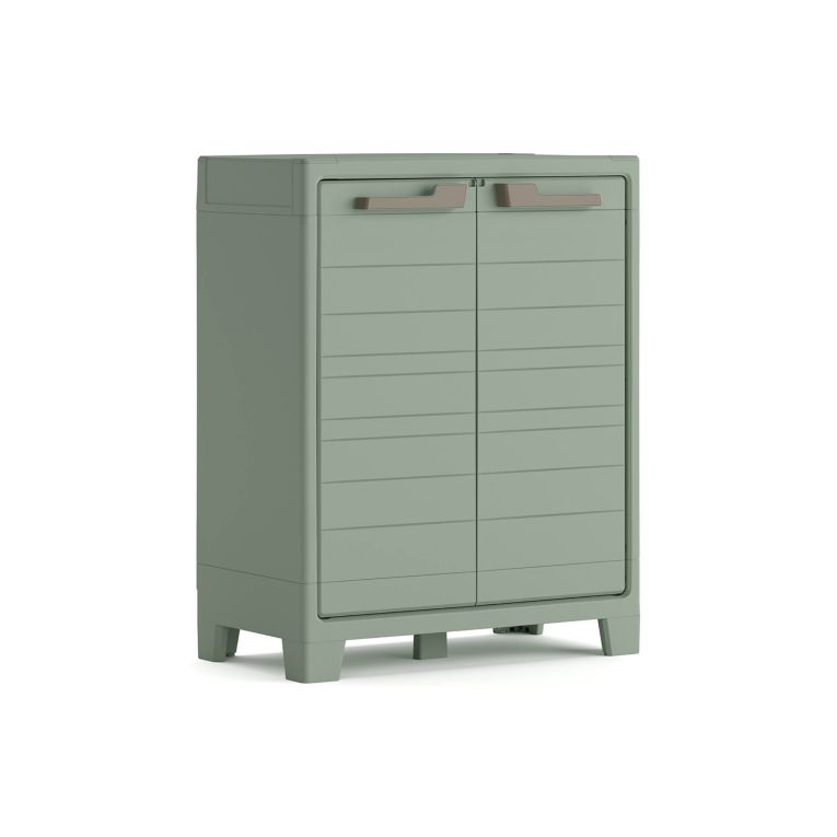 Armadio da esterno Sarezzo, Mobile outdoor, Mobiletto giardino multiuso, Made in Italy, 80x44 h100 cm, Grigio e Verde