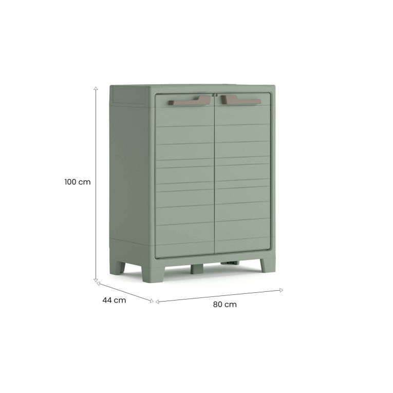 Armadio da esterno Sarezzo, Mobile outdoor, Mobiletto giardino multiuso, Made in Italy, 80x44 h100 cm, Grigio e Verde