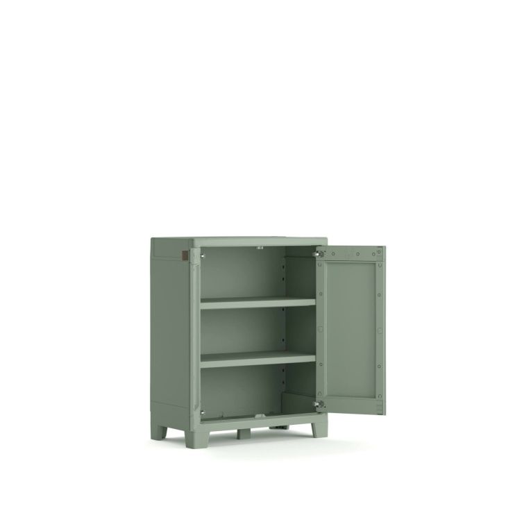 Armadio da esterno Sarezzo, Mobile outdoor, Mobiletto giardino multiuso, Made in Italy, 80x44 h100 cm, Grigio e Verde