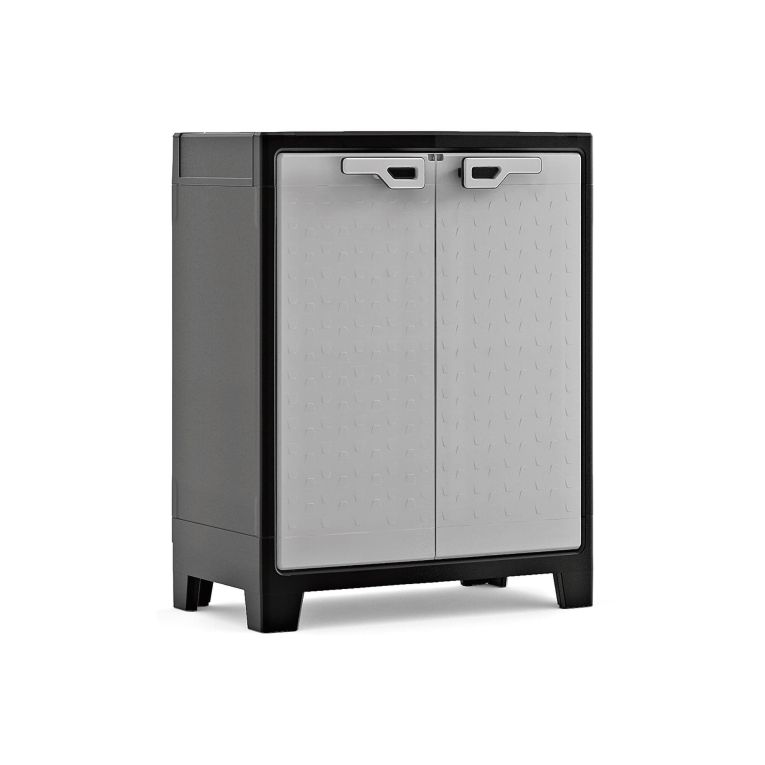 Armadio da esterno Viddalba, Mobile outdoor, Mobiletto giardino multiuso, Contenitore per balcone o garage, Made in Italy, 80x44 h100 cm, Grigio