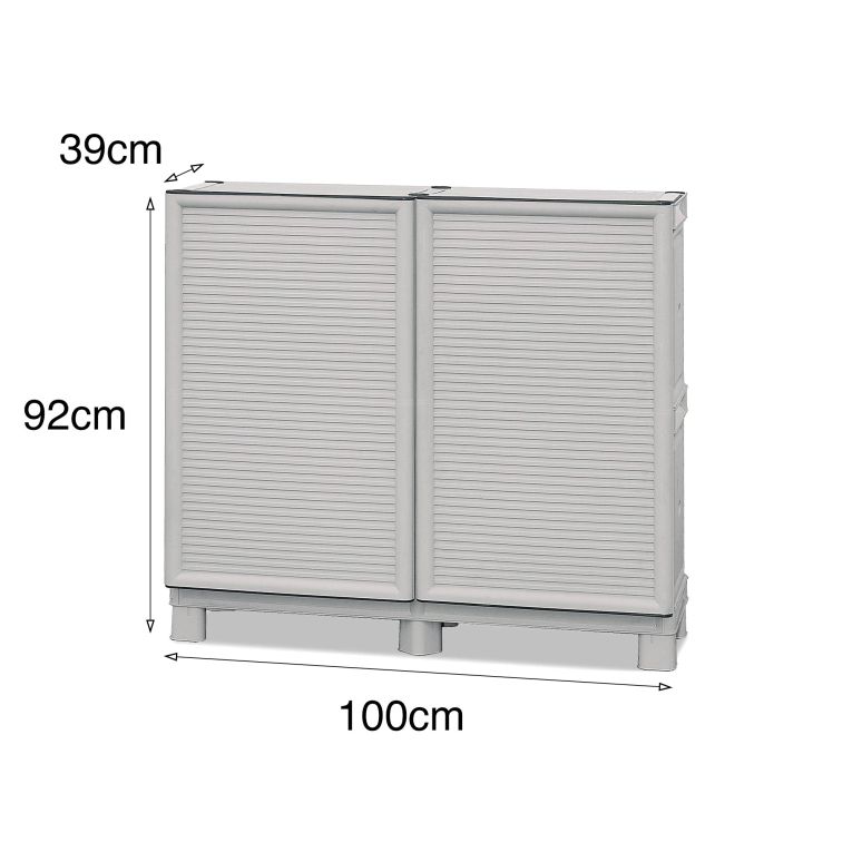 Armadio da esterno Waremme, Mobile outdoor, Armadio balcone multiuso, Armadietto outdoor, 100% Made in Italy, Grigio chiaro, 100x39h92 cm