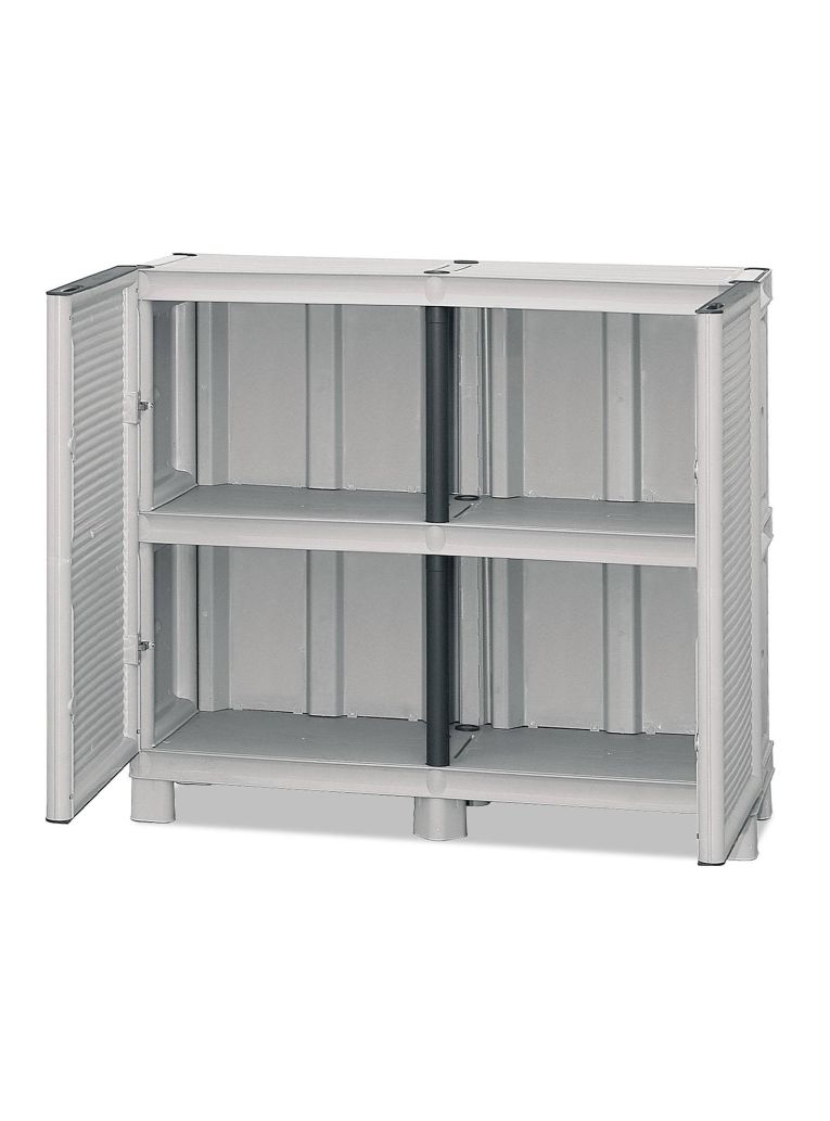 Armadio da esterno Waremme, Mobile outdoor, Armadio balcone multiuso, Armadietto outdoor, 100% Made in Italy, Grigio chiaro, 100x39h92 cm