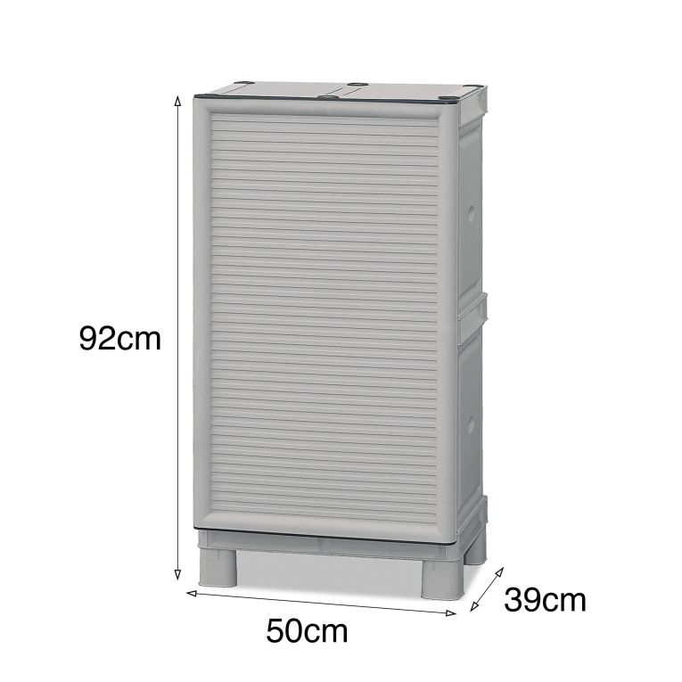 Armadio da esterno Waremme, Mobile outdoor, Armadio balcone multiuso, Armadietto outdoor, 100% Made in Italy, Grigio chiaro, 50x39h92 cm