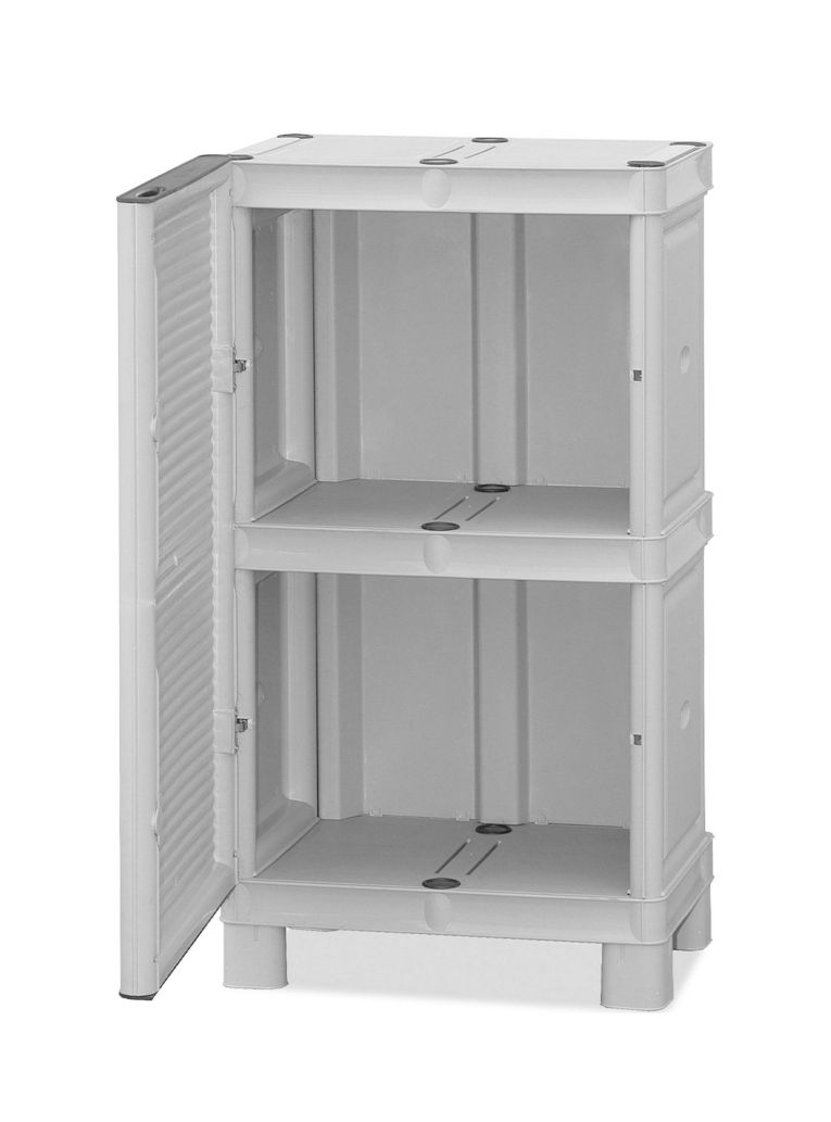 Armadio da esterno Waremme, Mobile outdoor, Armadio balcone multiuso, Armadietto outdoor, 100% Made in Italy, Grigio chiaro, 50x39h92 cm