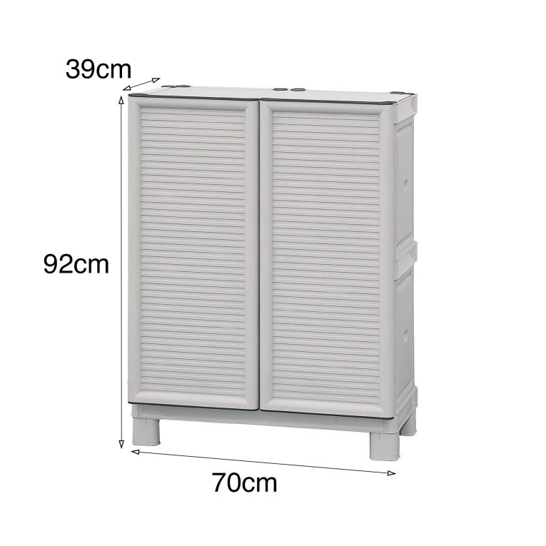 Armadio da esterno Waremme, Mobile outdoor, Armadio balcone multiuso, Armadietto outdoor, 100% Made in Italy, Grigio chiaro, 70x39h92 cm