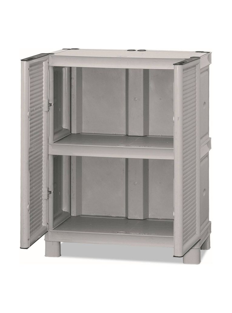 Armadio da esterno Waremme, Mobile outdoor, Armadio balcone multiuso, Armadietto outdoor, 100% Made in Italy, Grigio chiaro, 70x39h92 cm
