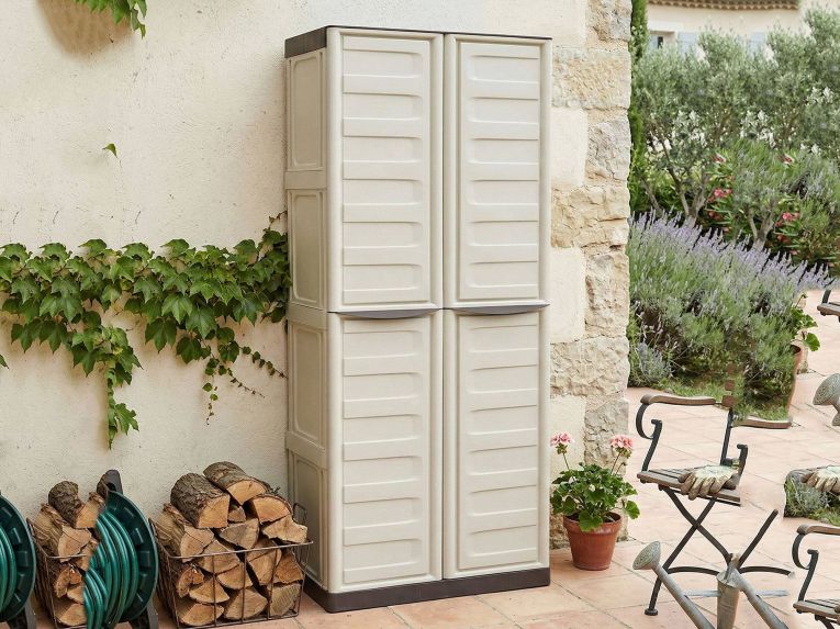 Armadio esterno 2 ante beige e marrone 70x165h cm - Adenina