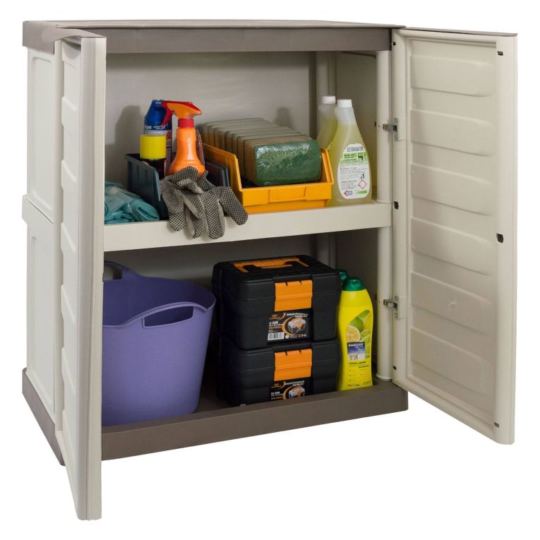 Armadio esterno 2 ante beige e marrone 70x85h cm - Acira