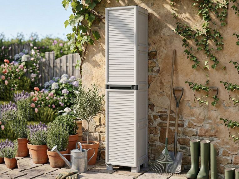 Armadio esterno 2 ante grigio chiaro 35x172h cm - Allain