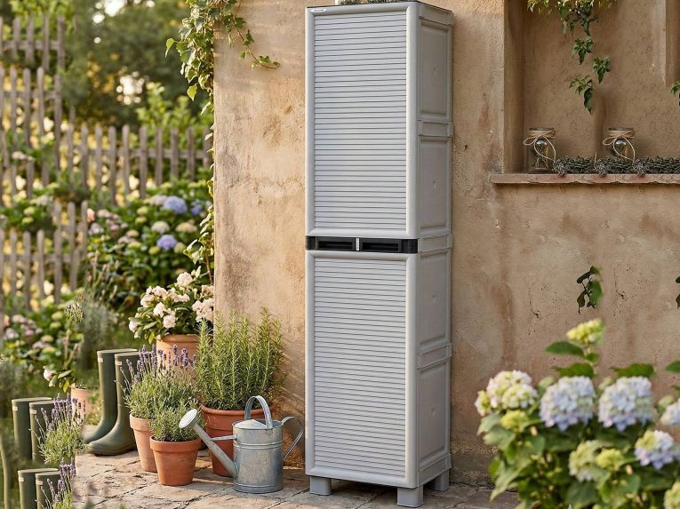 Armadio esterno 2 ante grigio chiaro 50x172h cm - Allain