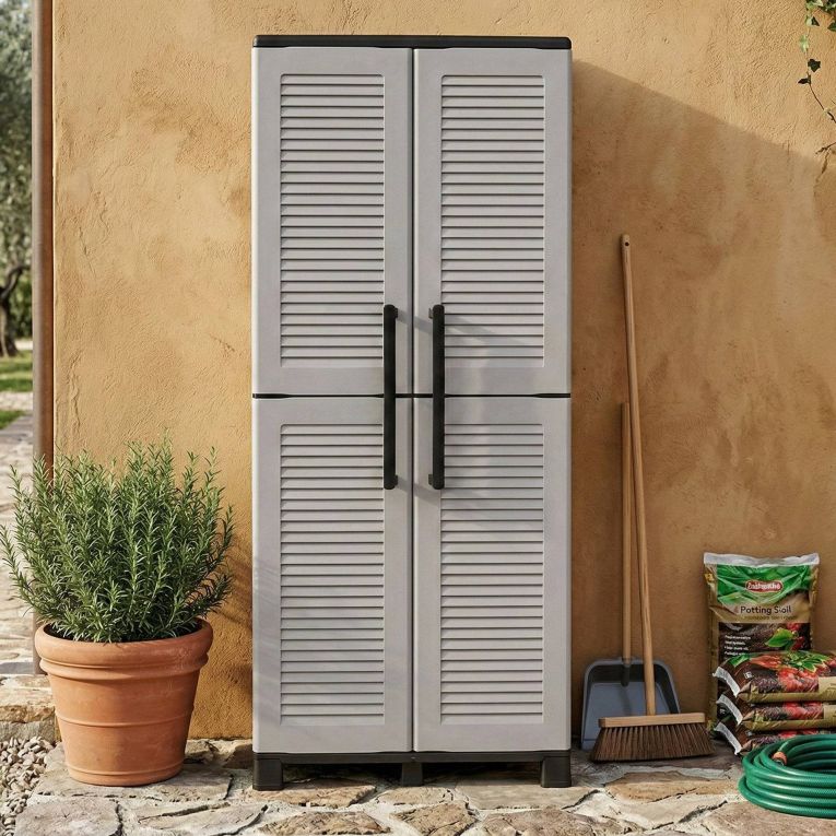 Armadio esterno 2 ante grigio chiaro e nero 68x169h cm - Askan