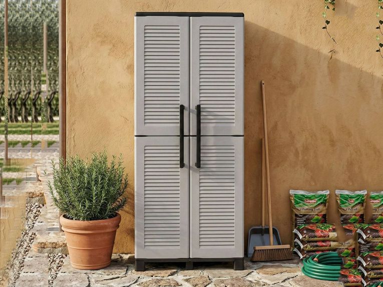 Armadio esterno 2 ante grigio chiaro e nero 68x169h cm - Askan