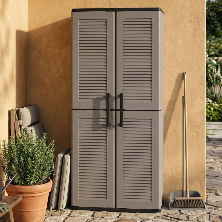 Armadio esterno 2 ante grigio e nero 68x163h cm - Arabel