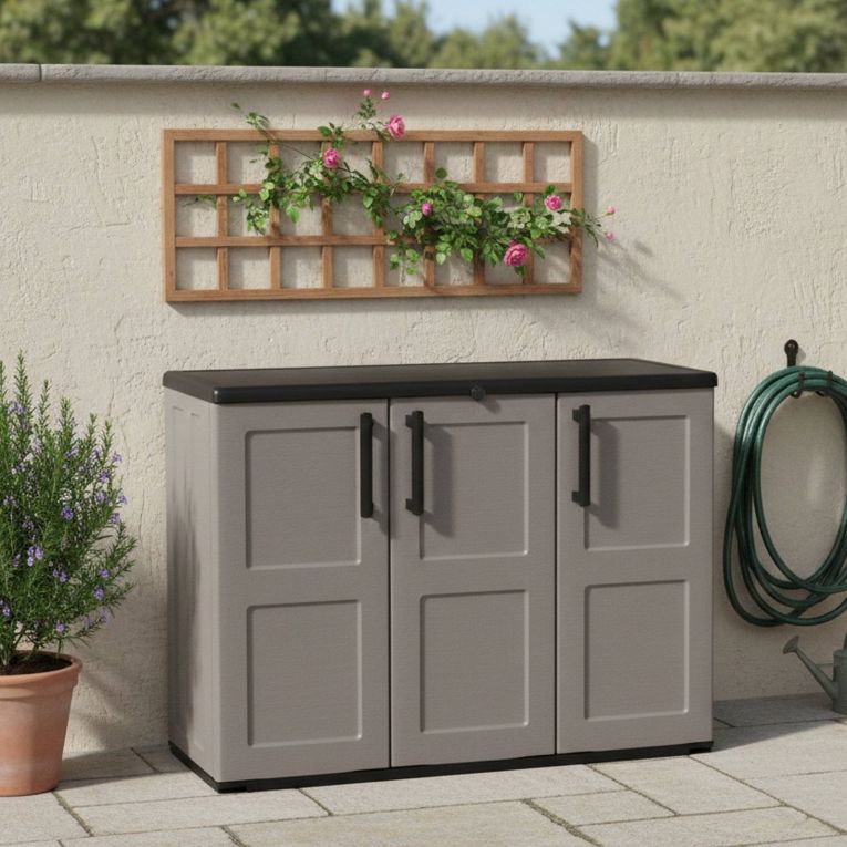 Armadio esterno 3 ante grigio e nero 102x84h cm - Aranka